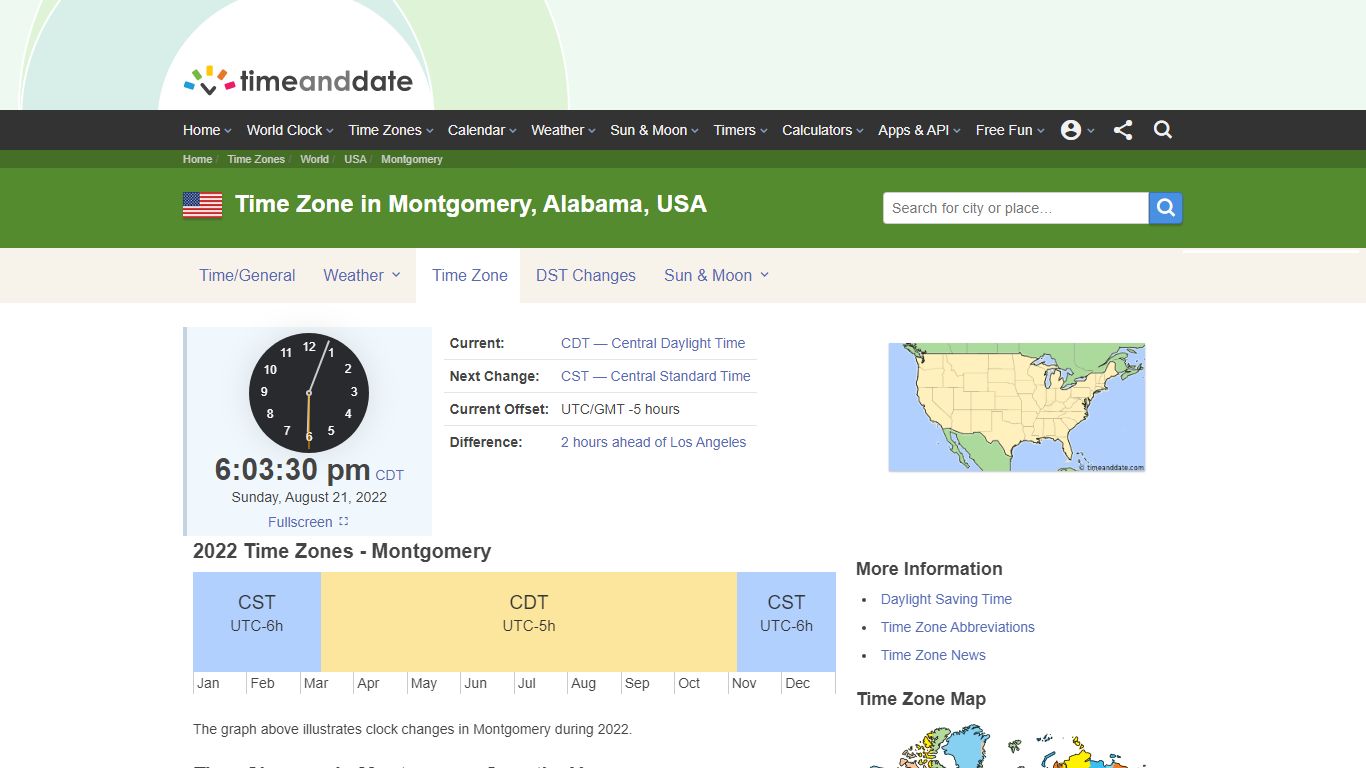 Time Zone & Clock Changes in Montgomery, Alabama, USA - Time and Date