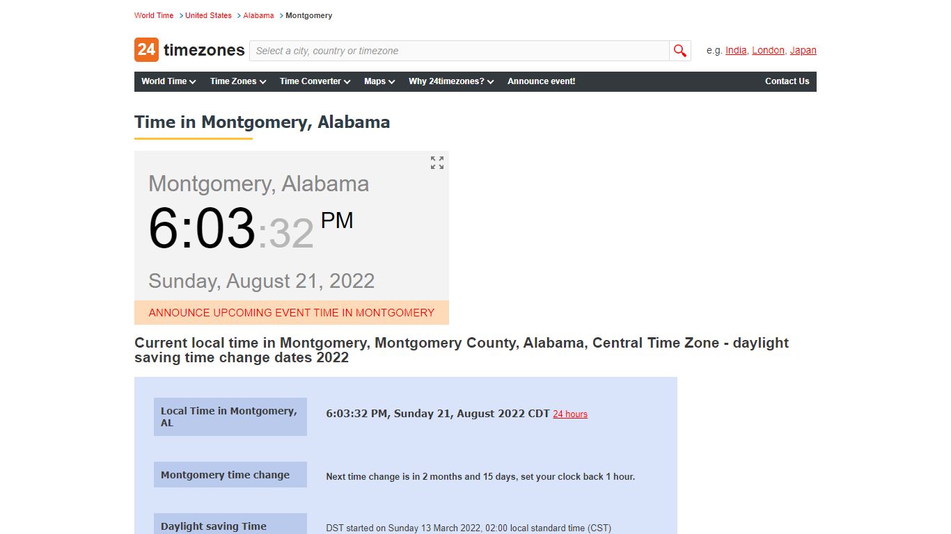 Current local time in Montgomery, Alabama - 24timezones.com